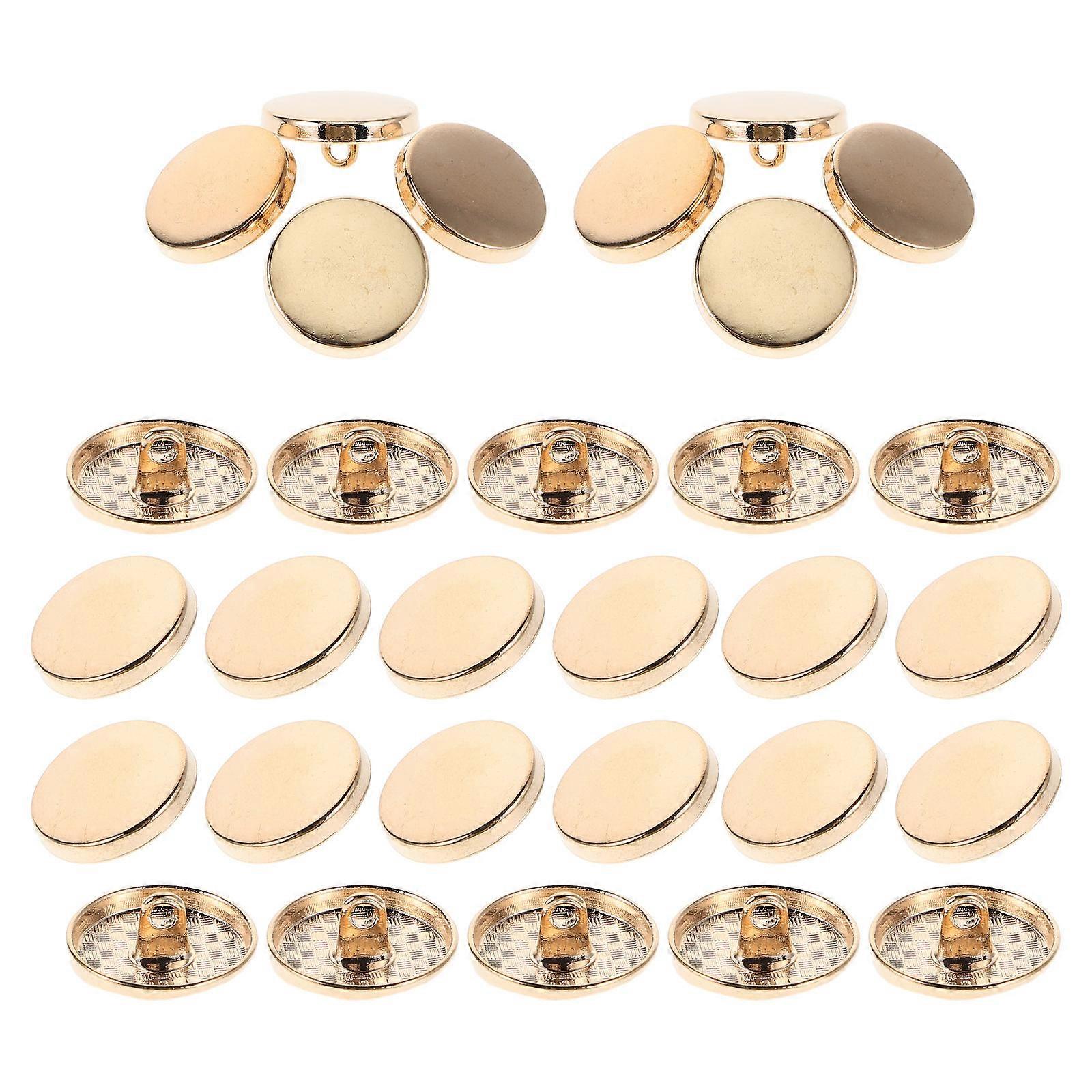 Alloy Buttons Coat Flat Buttons for Clothes Sewing 30Pcs Golden Color