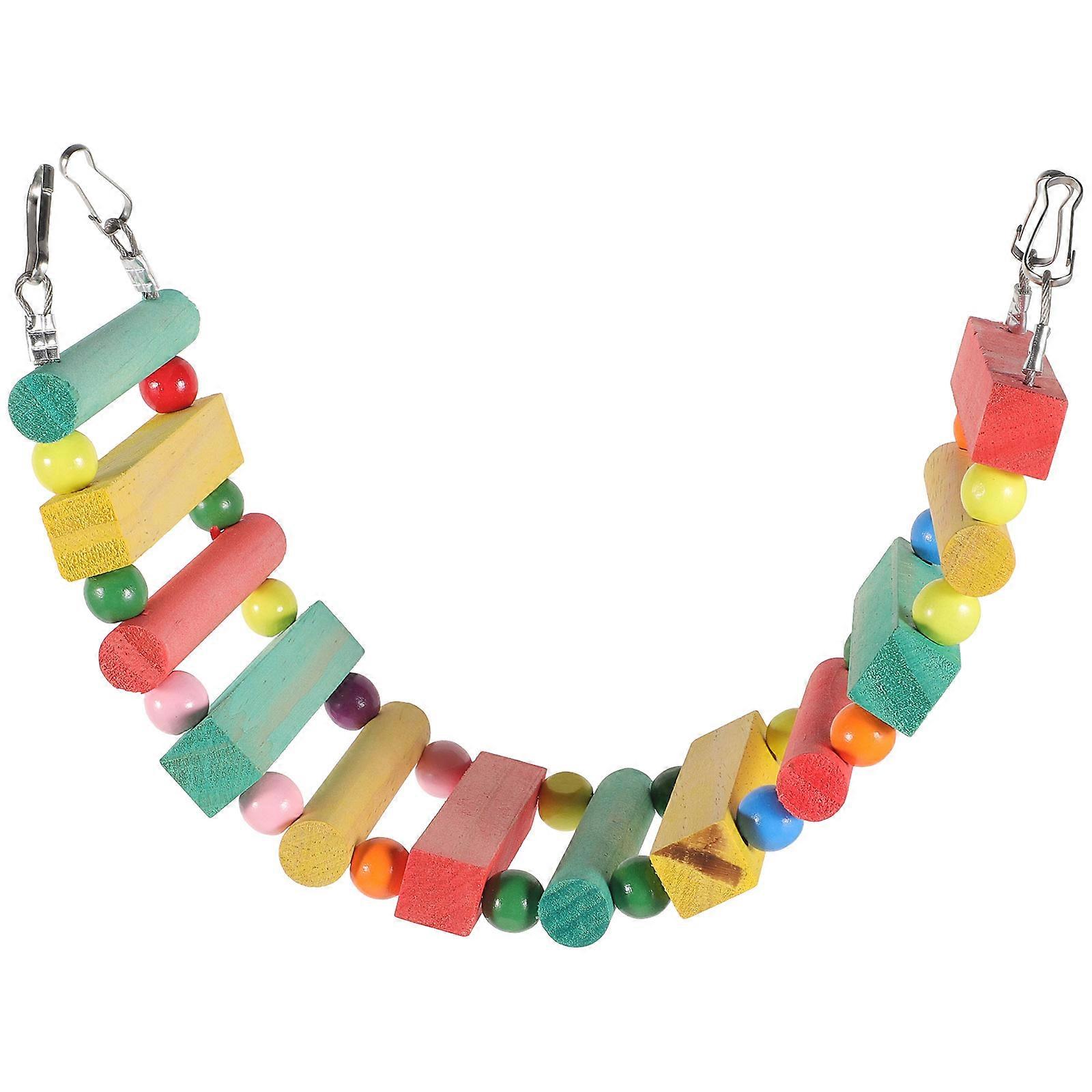 Multi Colored Wooden Pet Toy Ladder Ideal For Climbing And Playing For Birds And Hamsters 39x10cm 4Pcs