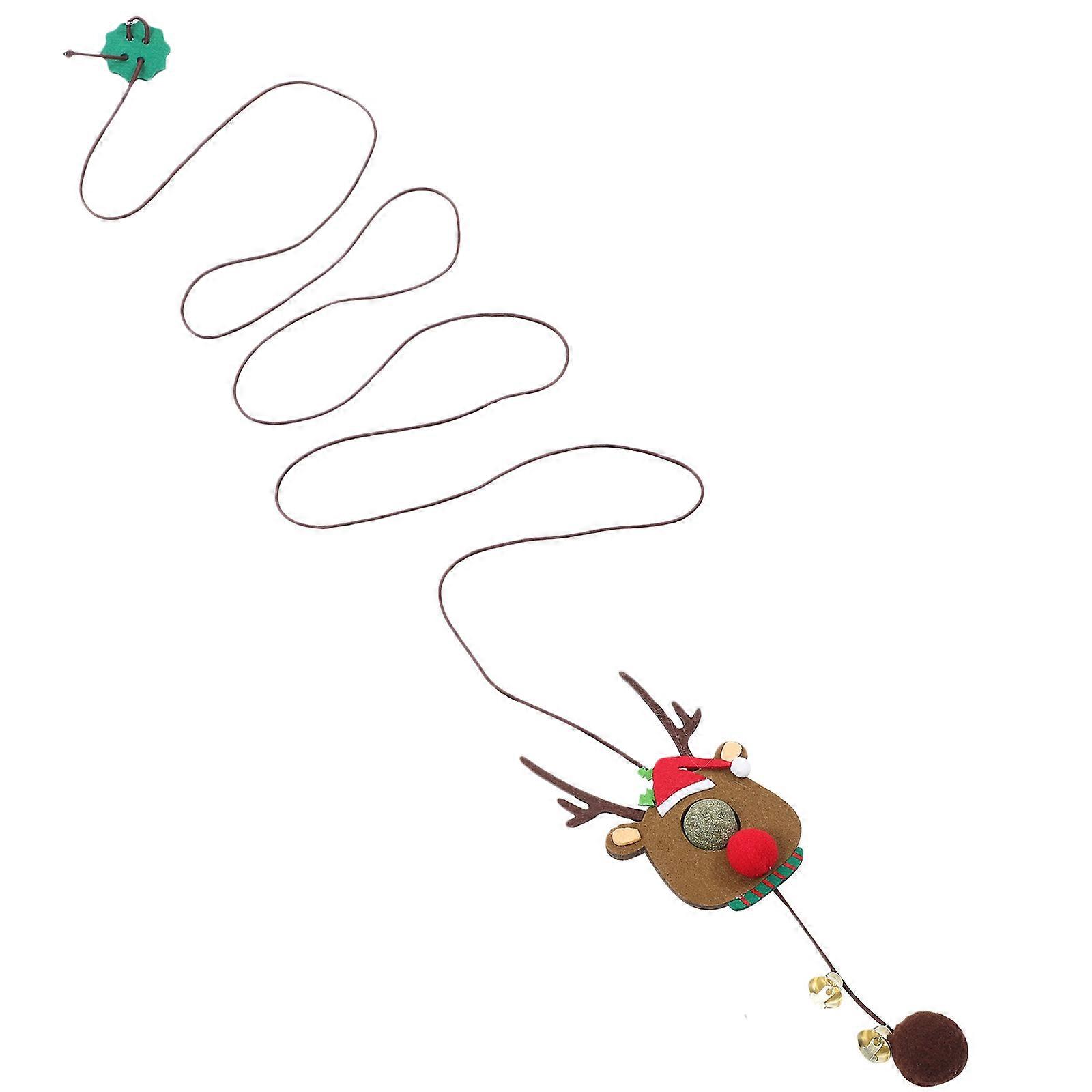 Multi Colored Hanging Cat Toy 4Pcs For Indoor Play Christmas Festivities Featuring Elk Shaped Design And Smooth Lines