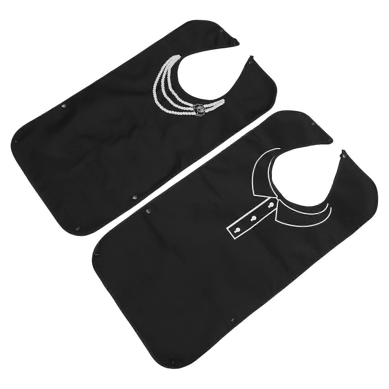 Convenient Elders Bibs Practical Feeding Bibs for 2Pcs Adults Black