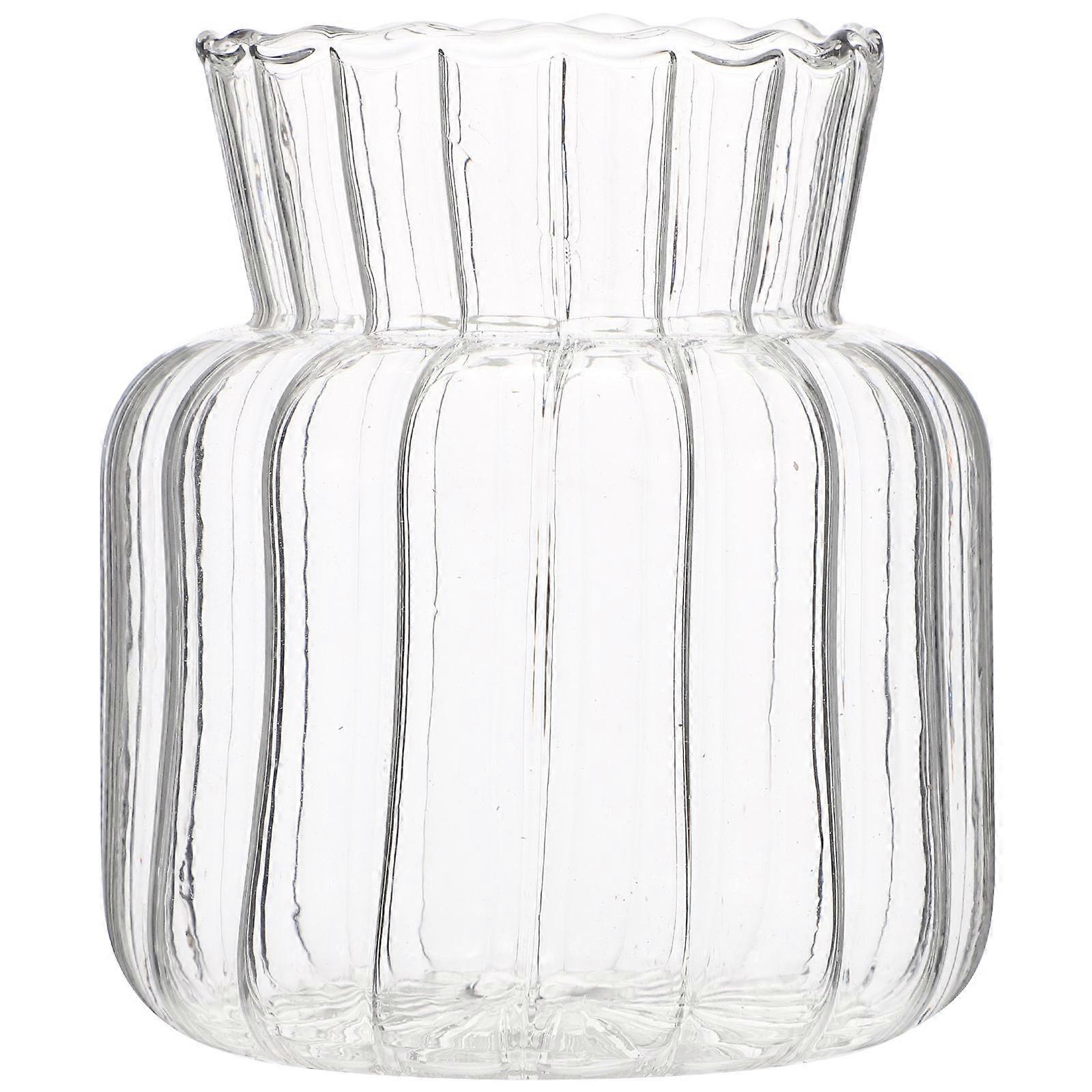 Striped Glass Vase Decorative Flower Container for Home Use