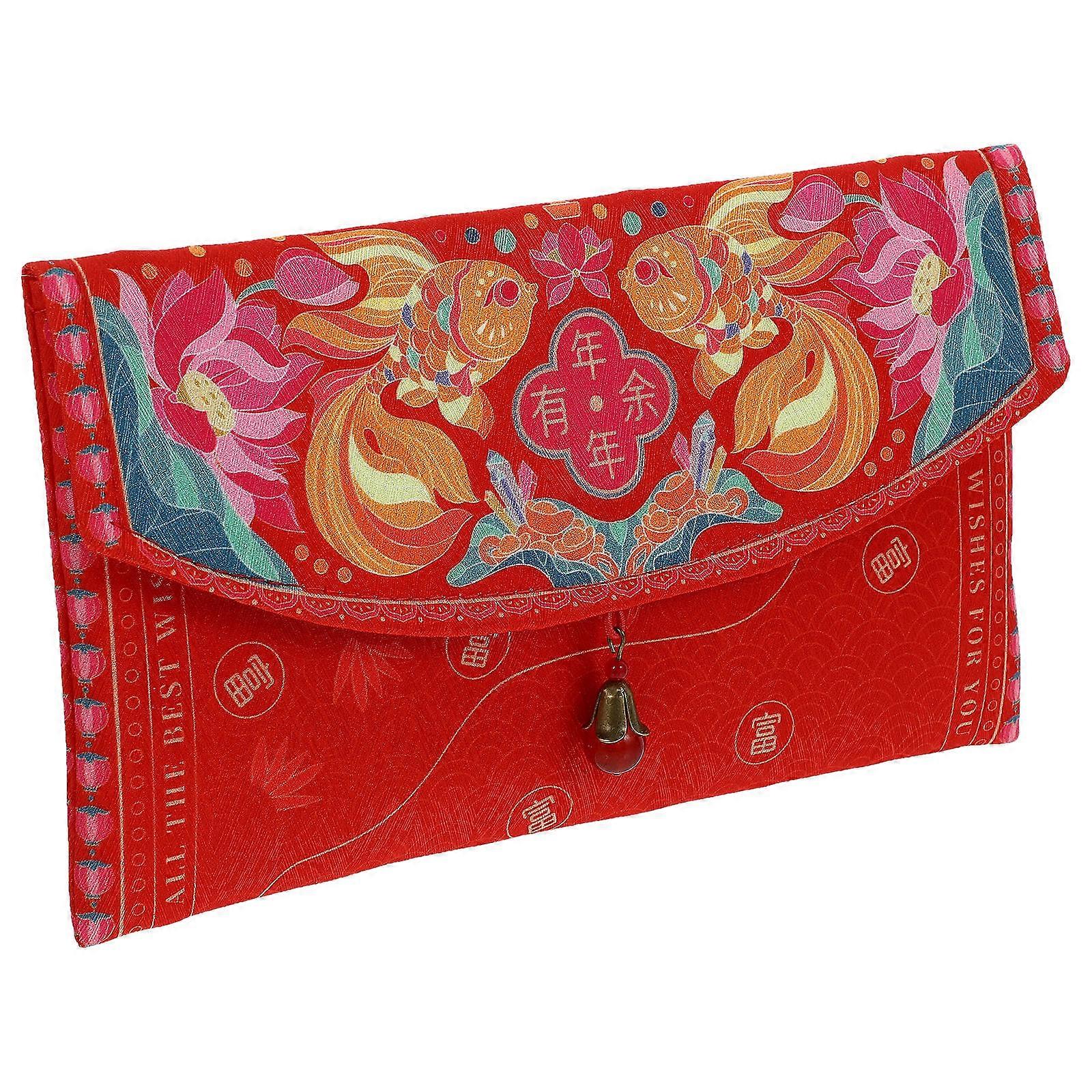 Red Envelope Tiger Year Satin Creative Money Pocket for Storage 2Pcs