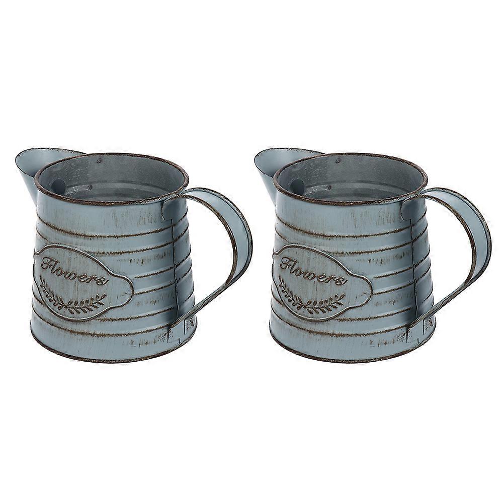 Creative Flower Holder Tinplate Bonsai Pot for Table Decor 2Pcs