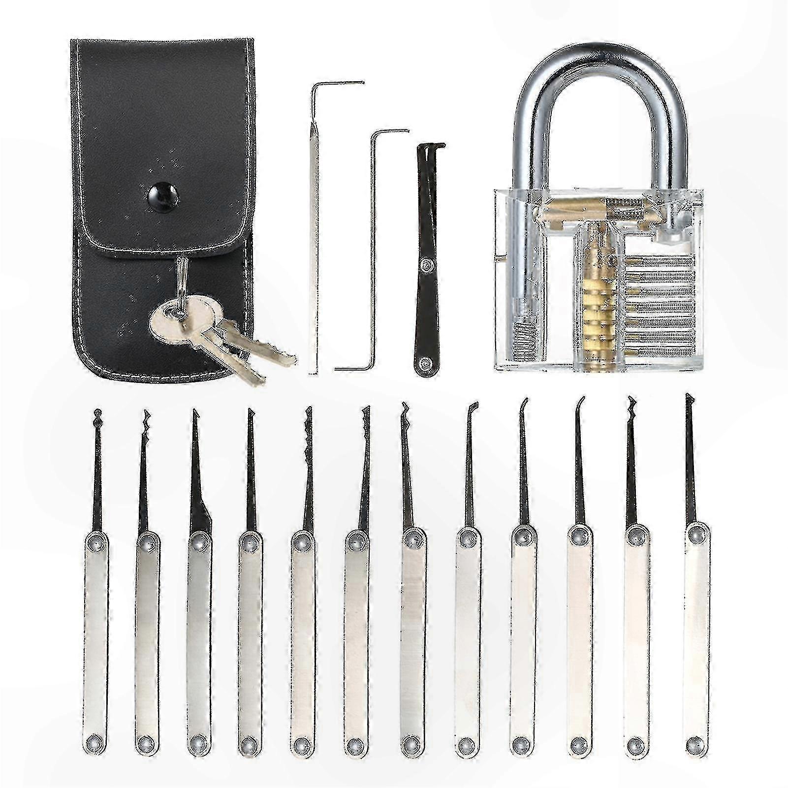 Comprehensive 15-Piece Lock Pick Set with Practice Lock for Training and Skill Enhancement