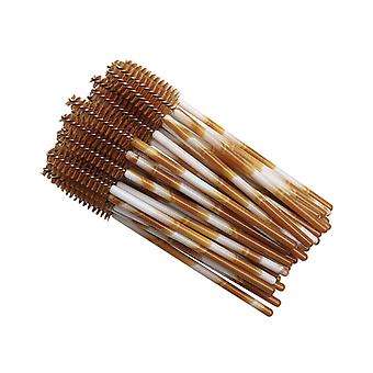 Veeki 100Pcs Disposable Mascara Brush Stick, Double Color Rod Color Eyelash Roller Portable Nylon Eyelash Brush Eyelash Comb (Brown)