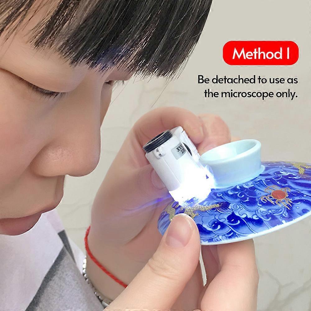 Universal Type Microscope 100x Magnifying Glass with Clip Built-in LED Light UV Currency Detector for Most Smart Phone