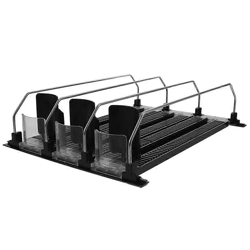Beverage Push Rack 3Pcs Automatic Propulsion Fridge Drink Organizer 400-410mm Black Rear Card For Grocery Stores