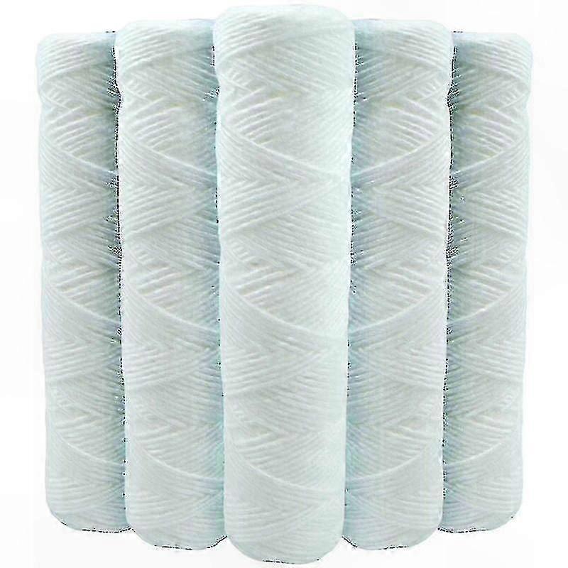 5-Pack 9-Inch Coiled Water Filter Cartridges, 3/4", 20 Microns, Sediment Removal, Compatible with 10" Housings