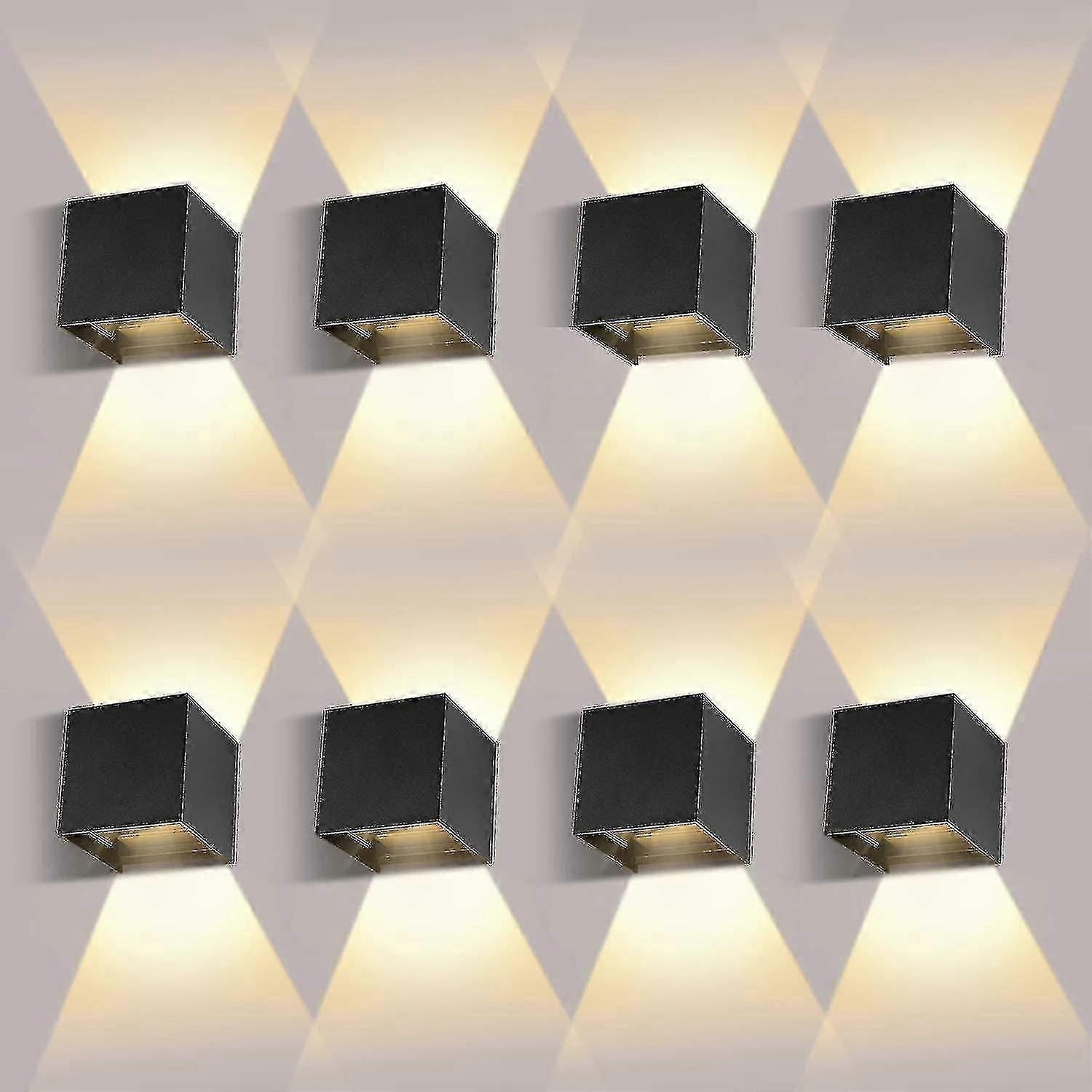 8 Pack LED Indoor/Outdoor Wall Light with Adjustable Beam Angle, IP65 Waterproof