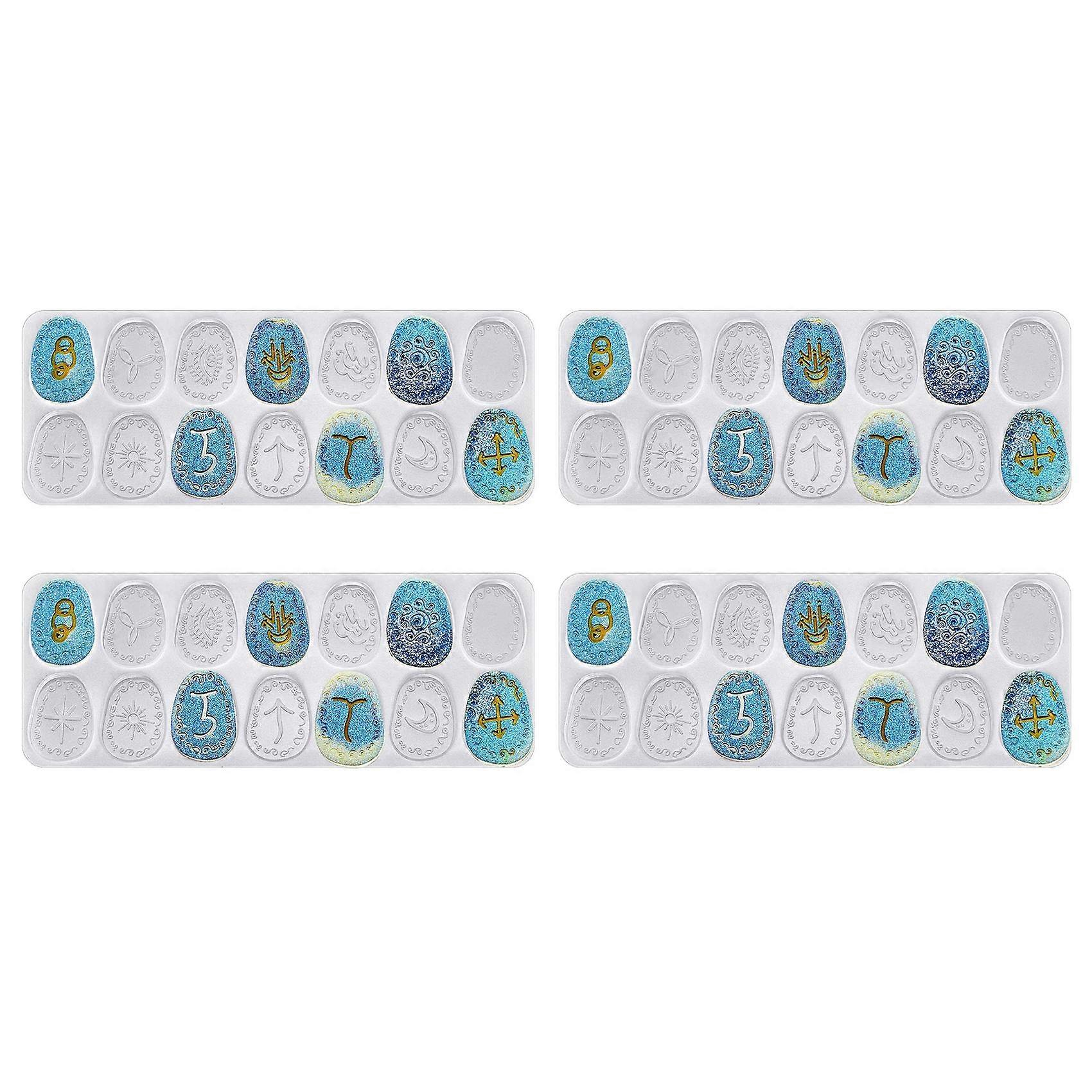 Häxa Rune Resinform Symbol Rune Bokstav Silikonform DIY Symbol Ord Resinform Epoxi Gjutning Resin Berlockform 4 St