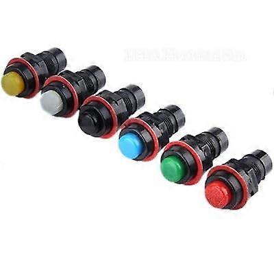 6Pack 2Pin Color Mixing Push Button Switch 10mm SelfLocking Miniature 1A 125V / 3A 250V