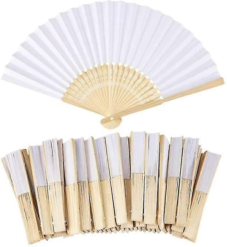 10 Pack Handmade Paper Folding Fans Bamboo