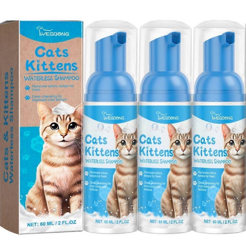 Flea Shampoo For Cats No Rinse Quick-Drying Cat Shampoo Licking Safe Dry Shampoo 60ml Gentle Foam Shampoo For Deep Cleansing