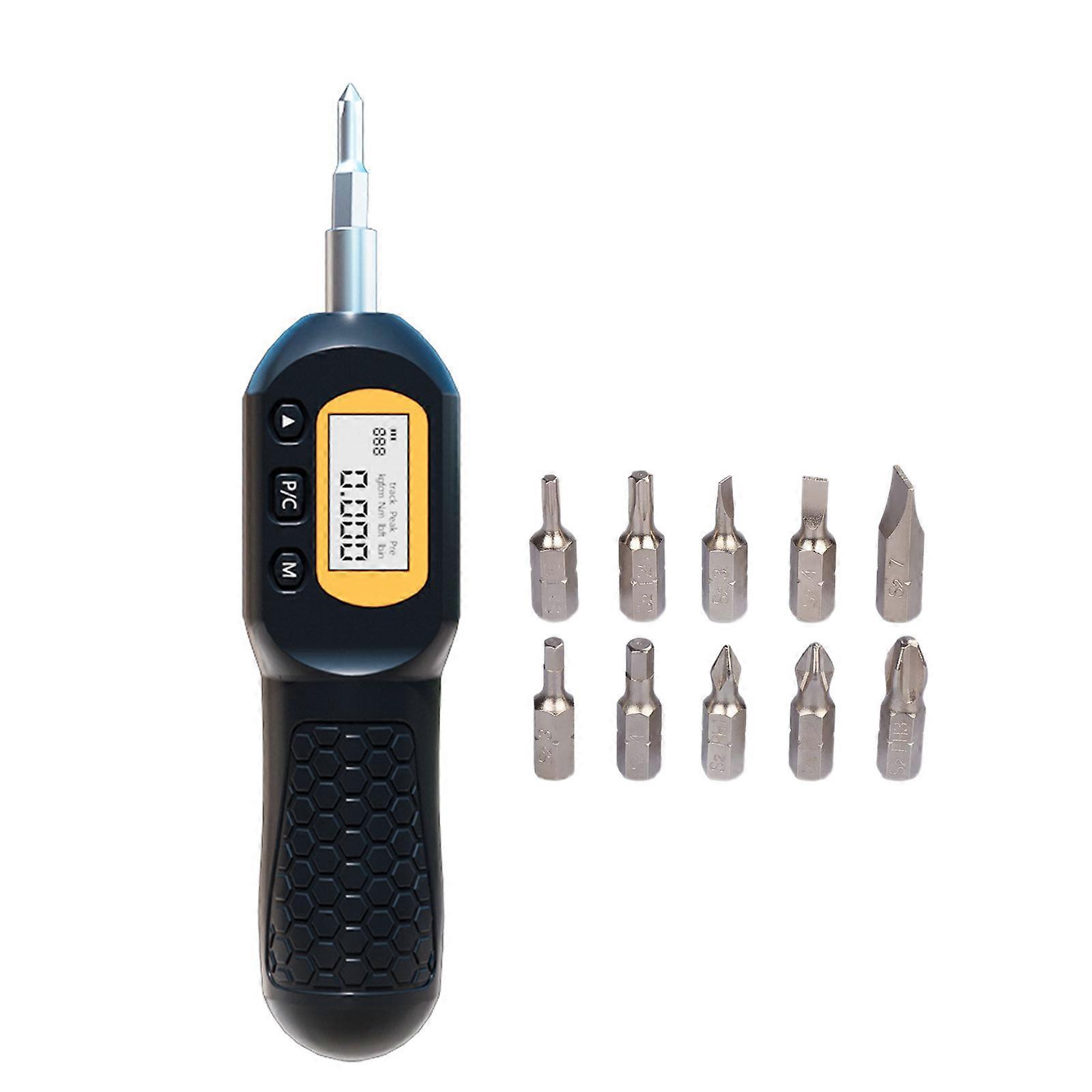 Accuracy Calibrated Torque Driver with Real Time Digital Display Ergonomic ABS Handle and 10 Interchangeable Tool Heads Multicolor