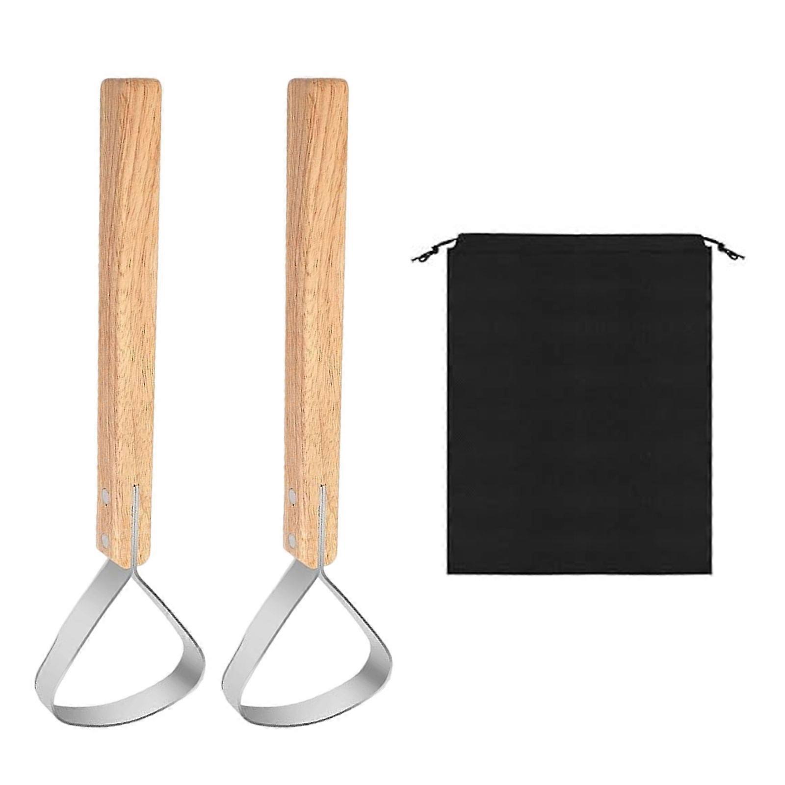 Pelts Scrapers Wood Handle Fleshing Tool Hide Scrapers Fleshing Cutter Pelts Hide Tanning Kits with Storage Bag Multicolor