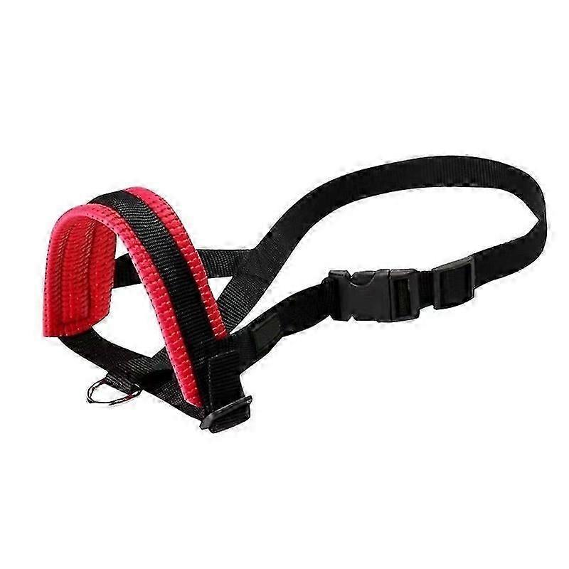 Adjustable Nylon Muzzle for Dogs, Anti-Bark Anti-Bite Muzzle (XL,Red))