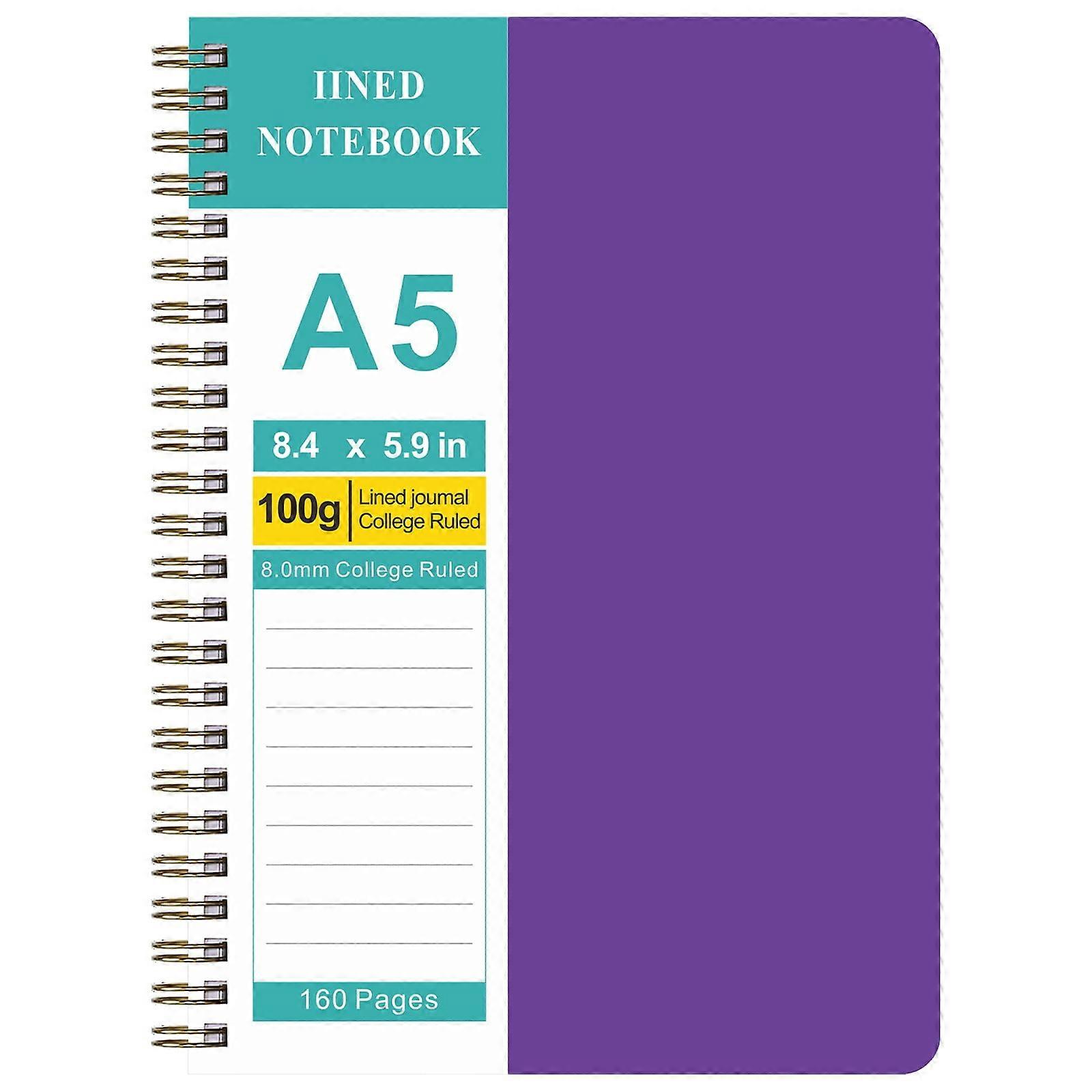 Generic 5.9"x8.38" Notebook, 70 Sheets (140 Pages), Horizontal, Double Line Binding, Firm & Durable, 5 Colors