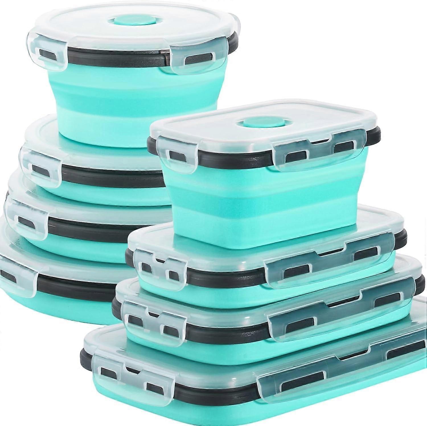 8 Pack Collapsible Food Storage Containers with Lids, Silicone Foldable Bowls for Camping, RV, Travel – Mixed Sizes