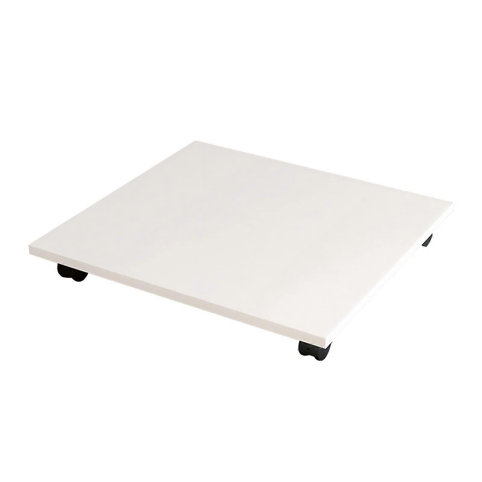 Under Desk Printer Stand with Wheels, Rolling CPU Holder Shelf for Office, White 49x34x6.6cm