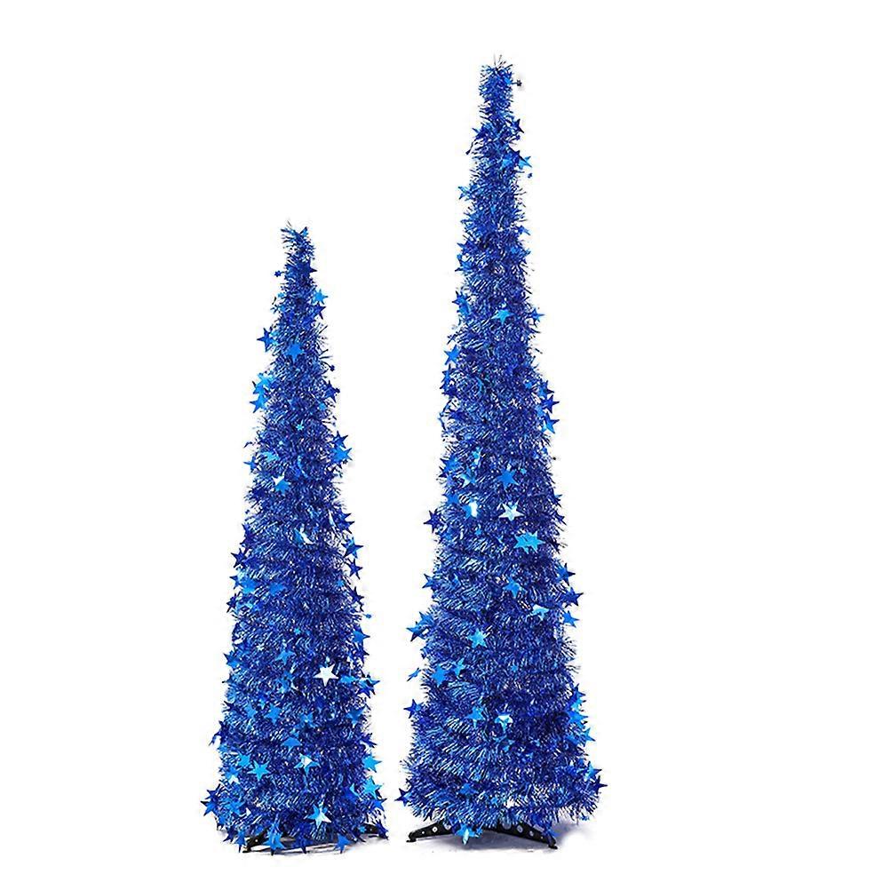 Plastic Christmas Tree Foldable Decoration 120cm for Home Party Use Blue