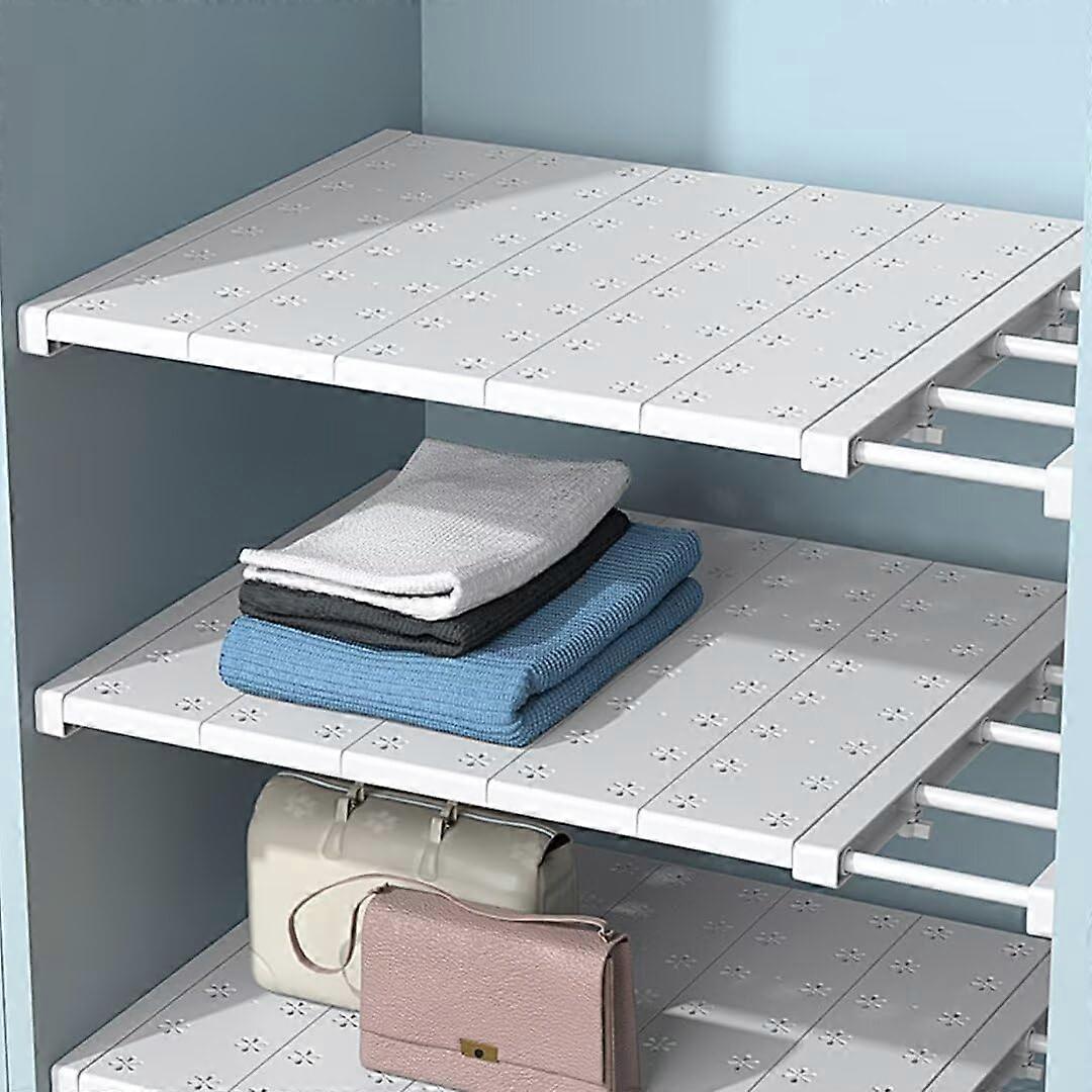 Extendable Closet Shelf, Adjustable Expandable Wardrobe Storage Organizer W24cm L48-80cm, Tension Shelf Divider for Cupboards