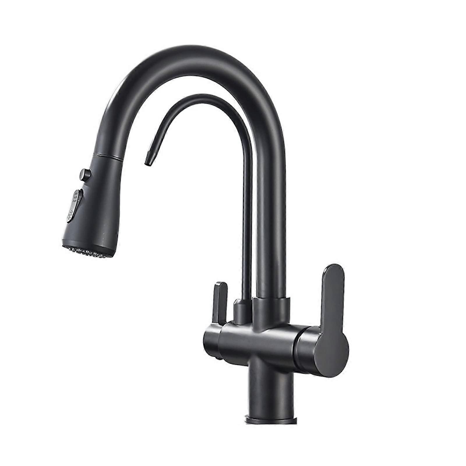 Matte Black Kitchen Faucet With PullOut Spray, 360 Degree Rotation, 3Way Filter Tap Fits Most Sinks