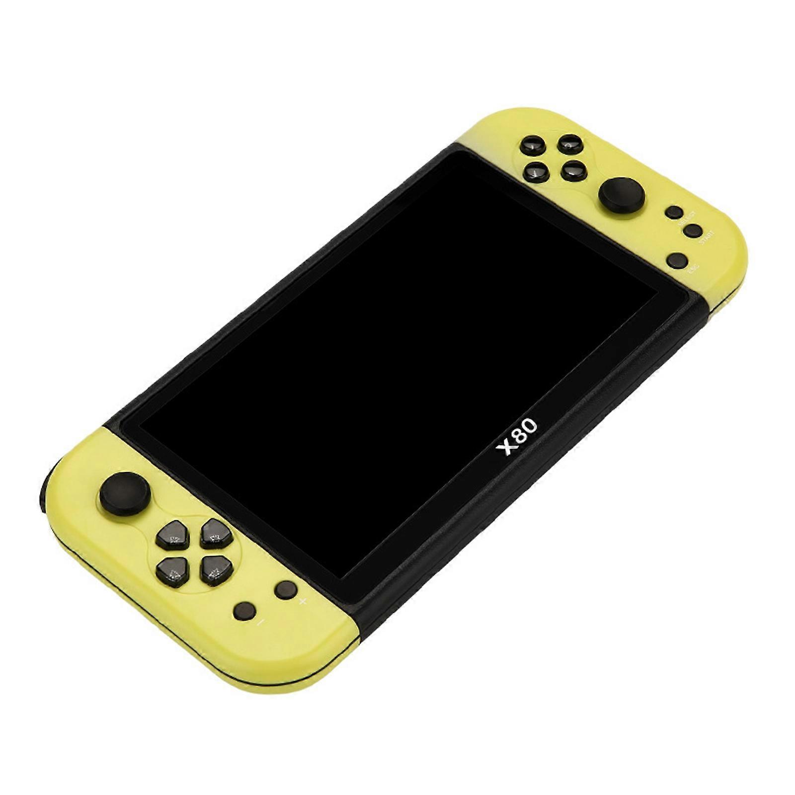 Retro Style Handheld Consoles with 7 Inch Display Cartridge Support Local Multiplayer Mode for Kid Adult  yellow