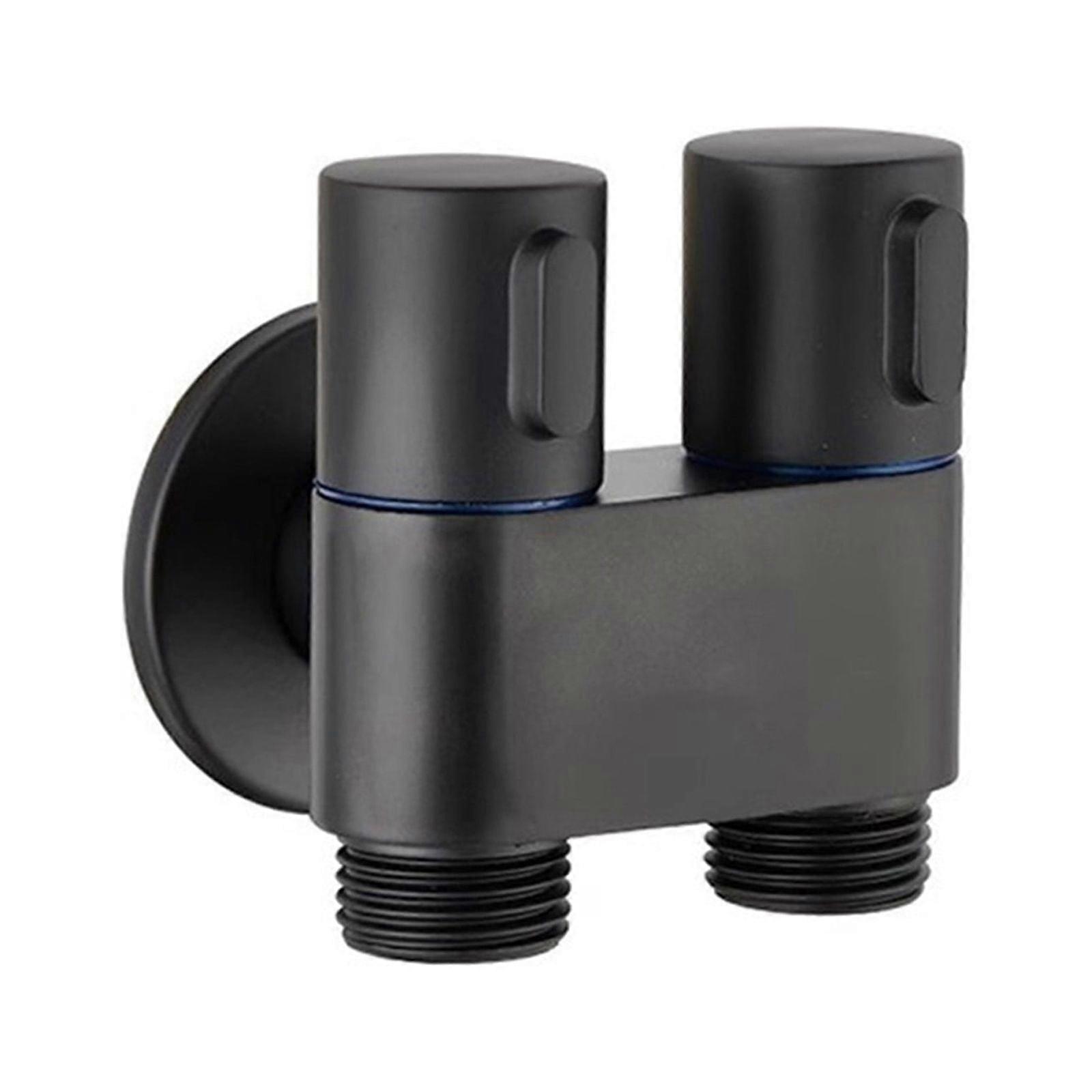 KAJOVE G1/2 Mini Multi-function Faucet, Brass 1 Into 2 Out Dual Control Washing Machine Chrome/Gray Tap Three-way Triangle Valve black