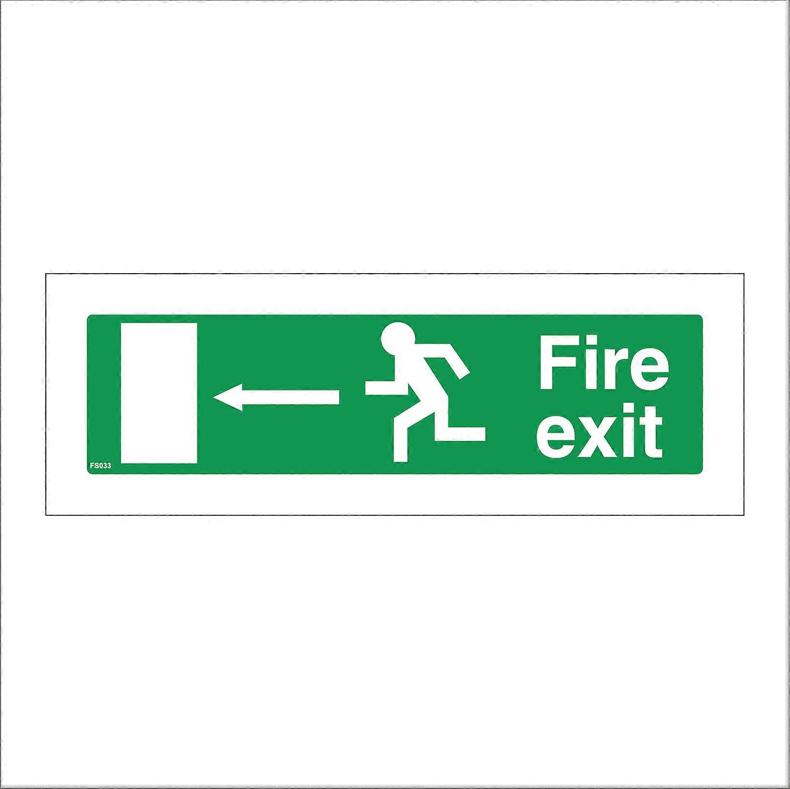 FS033 Fire Exit Left Sign with Running Man Door Arrow