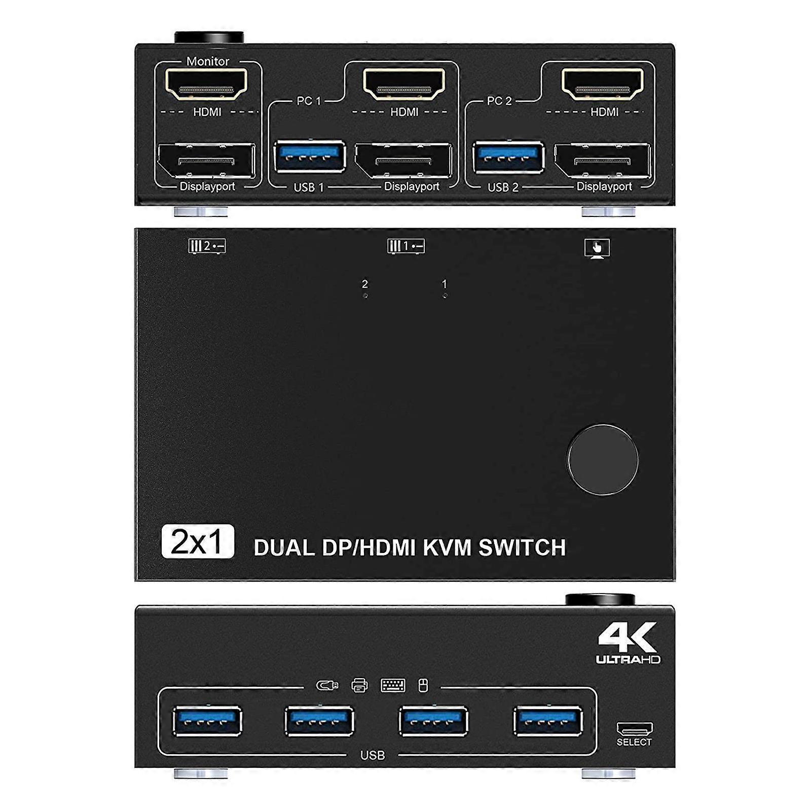 Advanced USB3.0 High Definition Port KVM Switcher Multiple Input, One Output for Convenience Easy Connectivities Multicolor