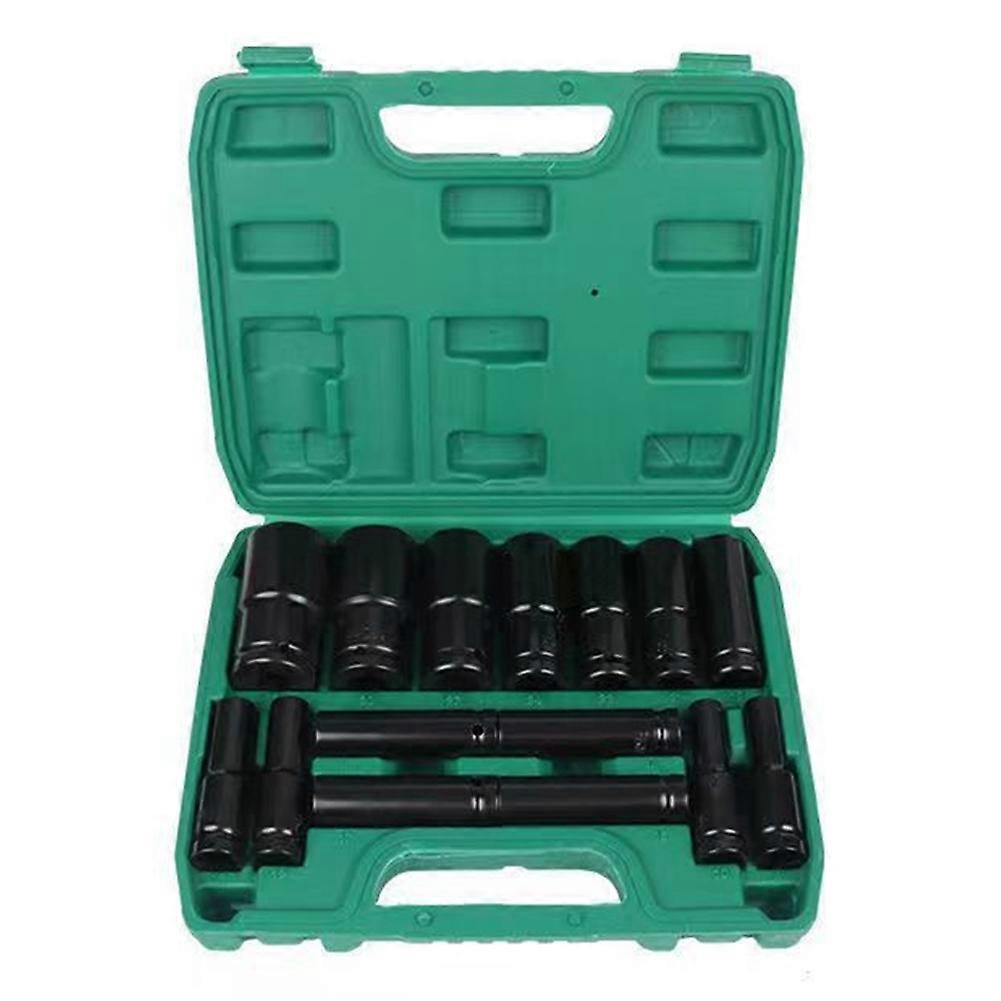 Impact Socket Set 1/2 Drive -15PCS-Metric Size (10-32mm) Sockets 6 Point Hex Design