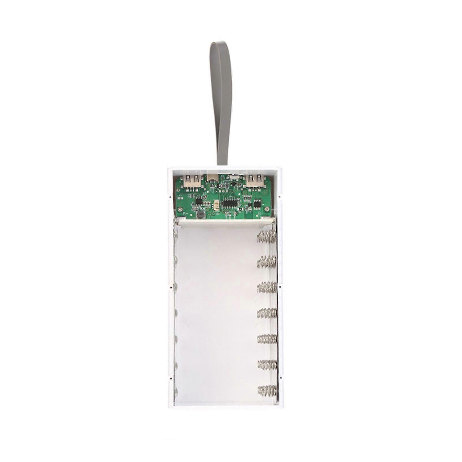 LCD Display Detachable Battery Storage Box Case for 28x18650 Battery Holder MicroUSB/Type c/USB1/USB2/USB3/USB 4  White