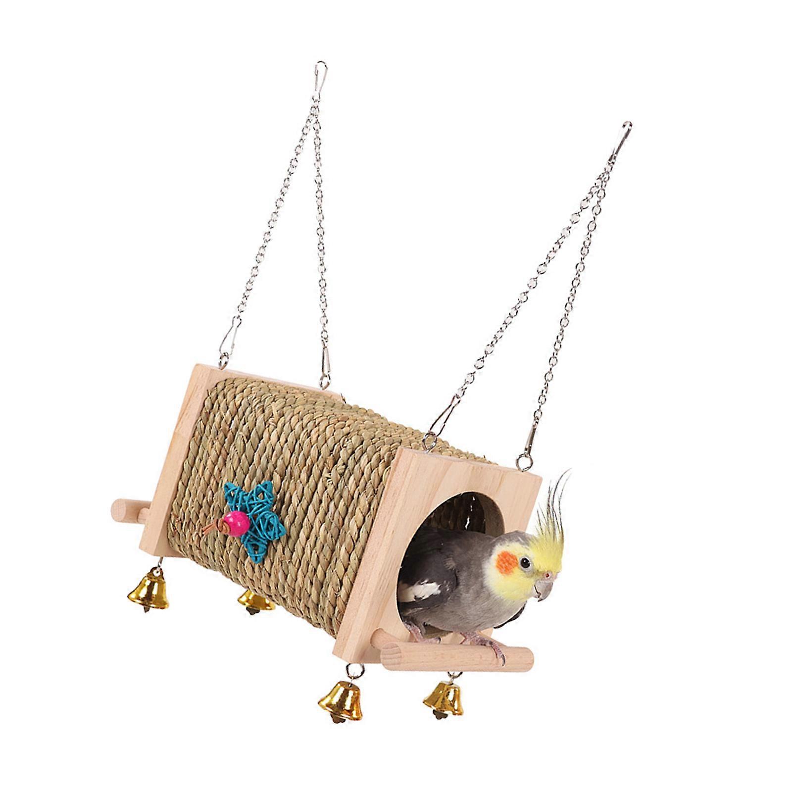 Weather Resistant Woven Bird Nest Natural Grass Construction Secure Space Ventilated Design For Small Birds  Garden Use Multicolor
