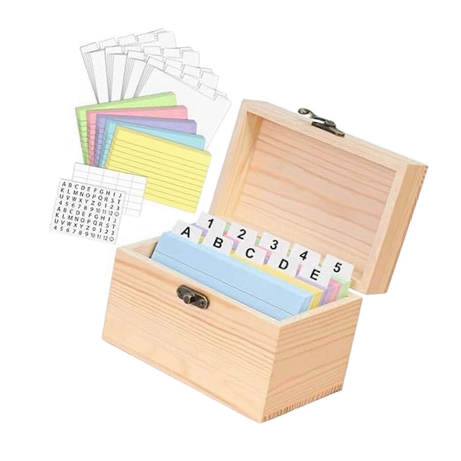 Multifunctional Natural Wood Card Holders Box Compacts Layered Compartments Ink Control Lines 6 Vibrant Colors Sheets Multicolor