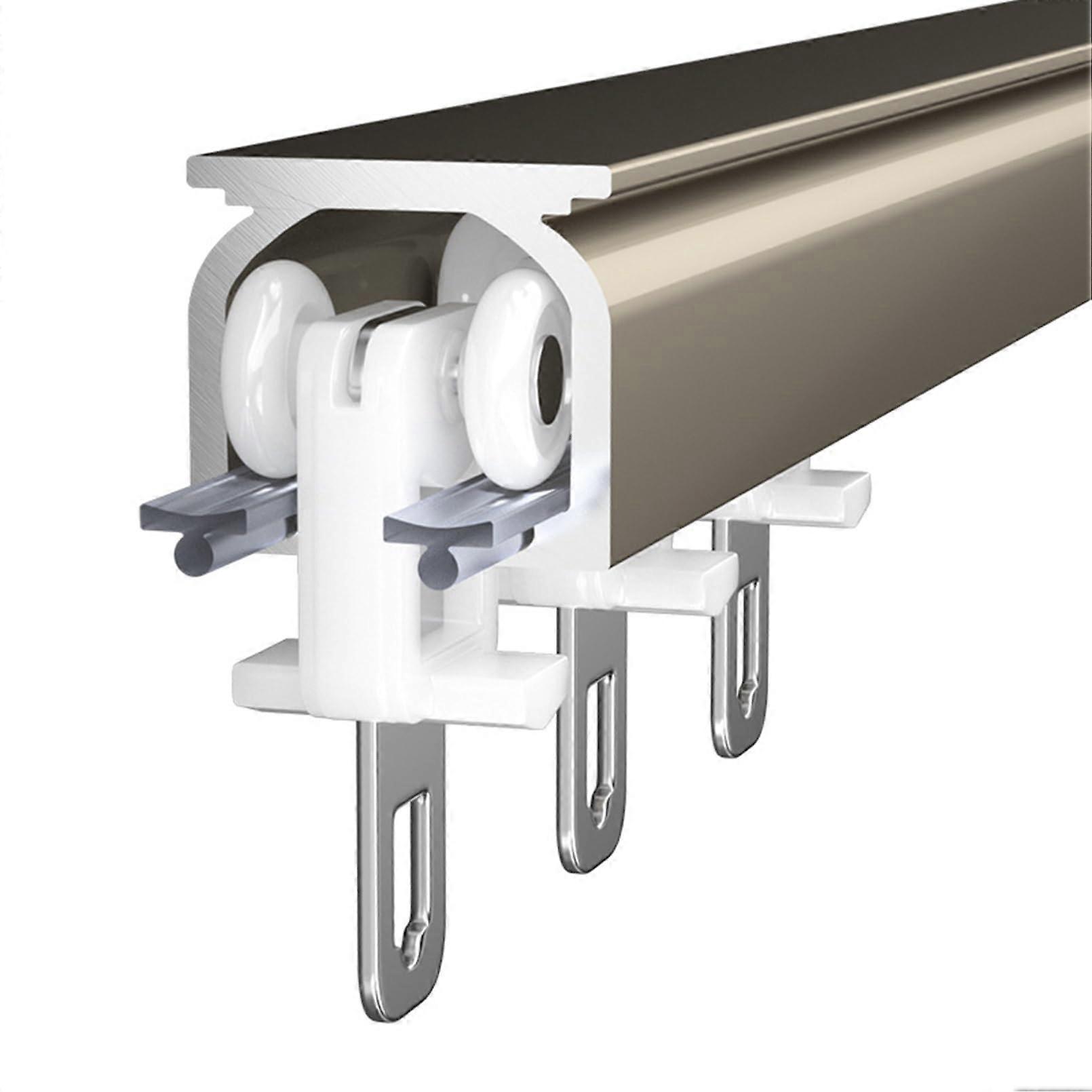 Ceiling Curtain Track HeavyDuty Rail for Room Divider or Window, Wall Mount Champagne 2.4m Set of 2