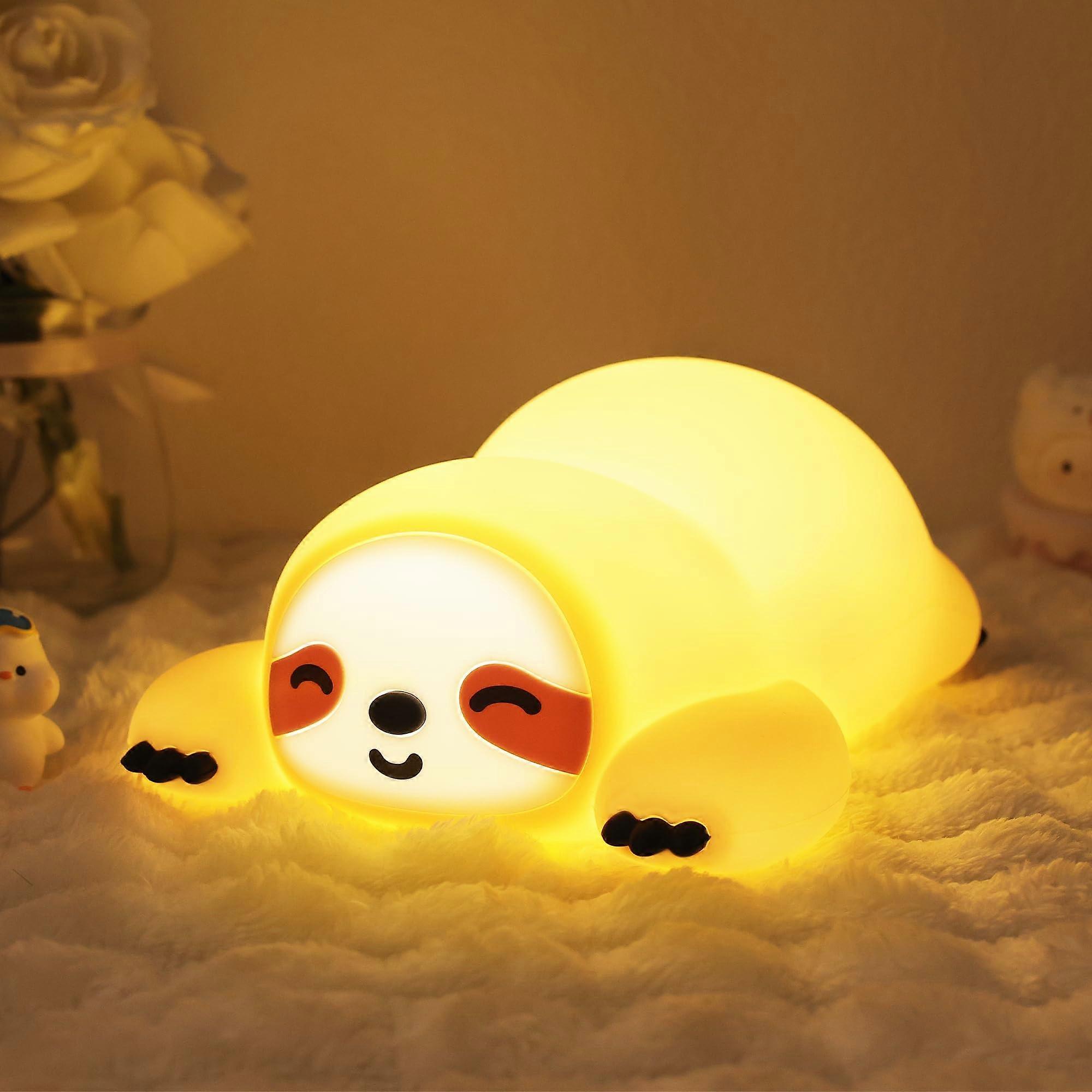 Sloth Night Light Silicone Cute Animal Lamp with Touch Control Timer and Rechargeable Battery