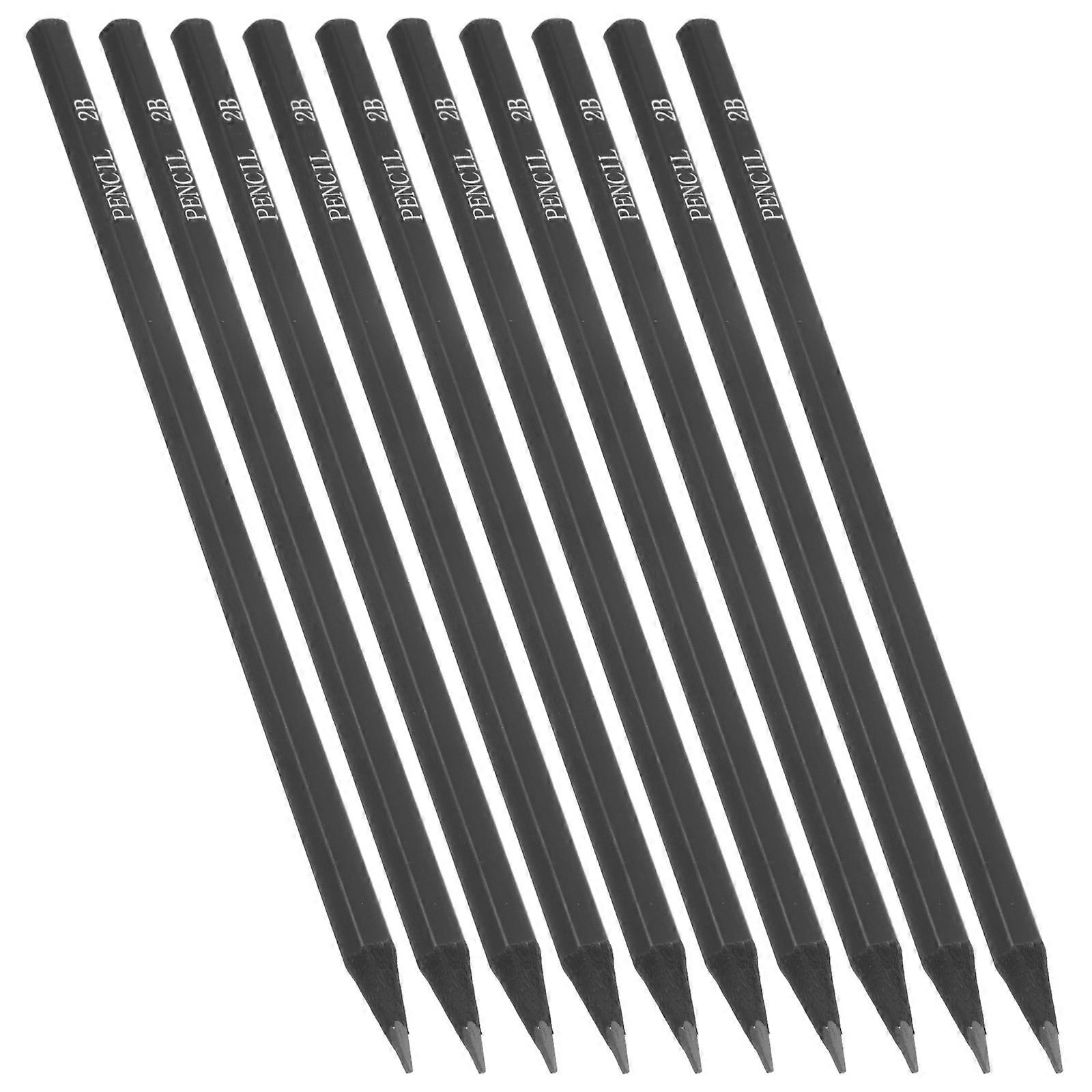 10Pcs Hexagonal Black Rod 2B Painting Pencil Set for Artists and Students Ideal for Sketching and Drawing with Smooth Black Finish