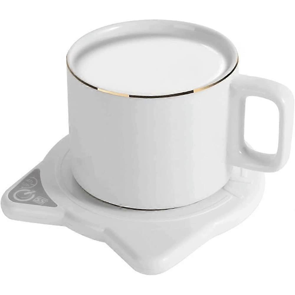 Coffee Mug Warmer for Desk with Auto Shut Off, Waterproof Surface, Keeps Drinks Warm, White