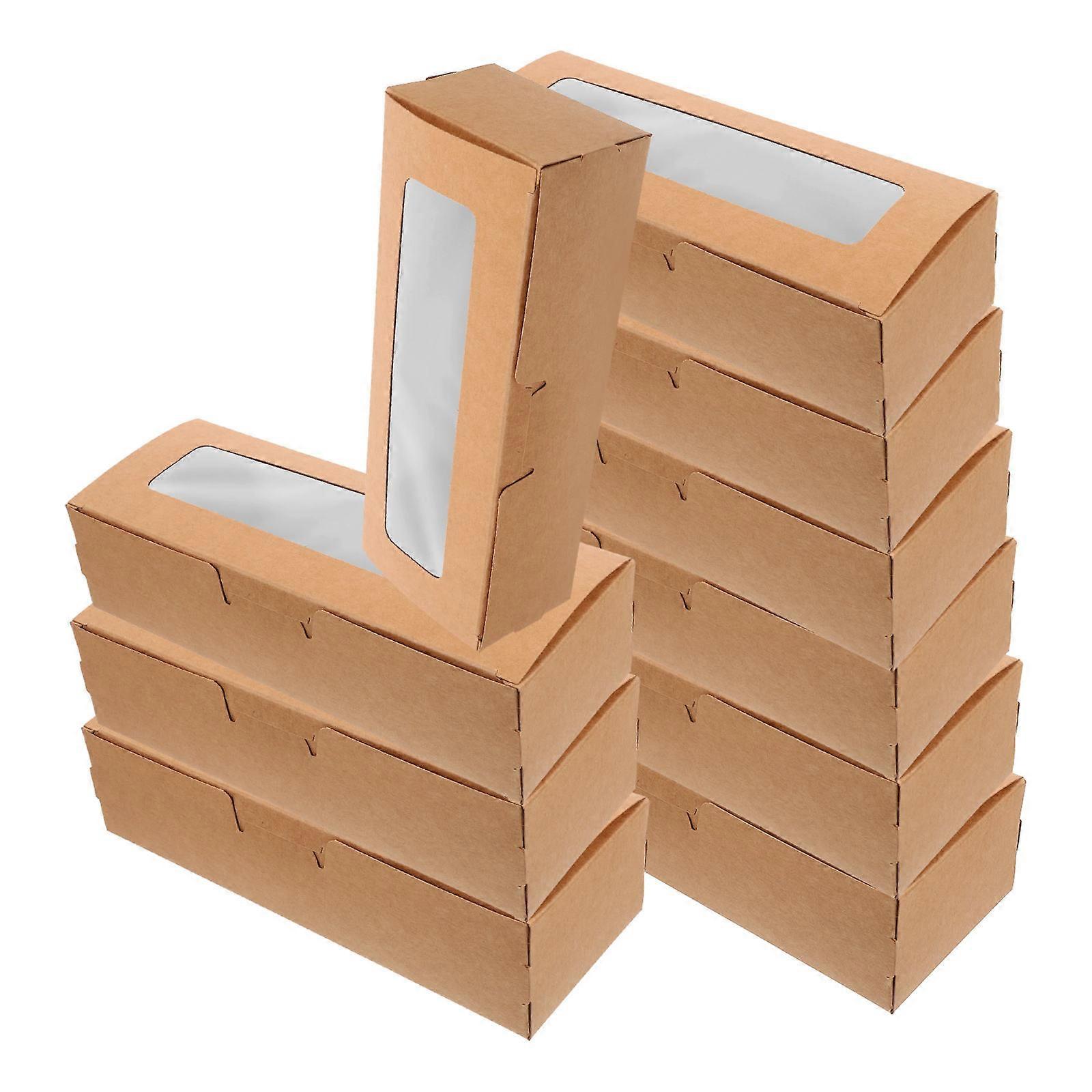 Macaron Packaging Boxes with Window for Gift Wrapping 10Pcs Brown Paper