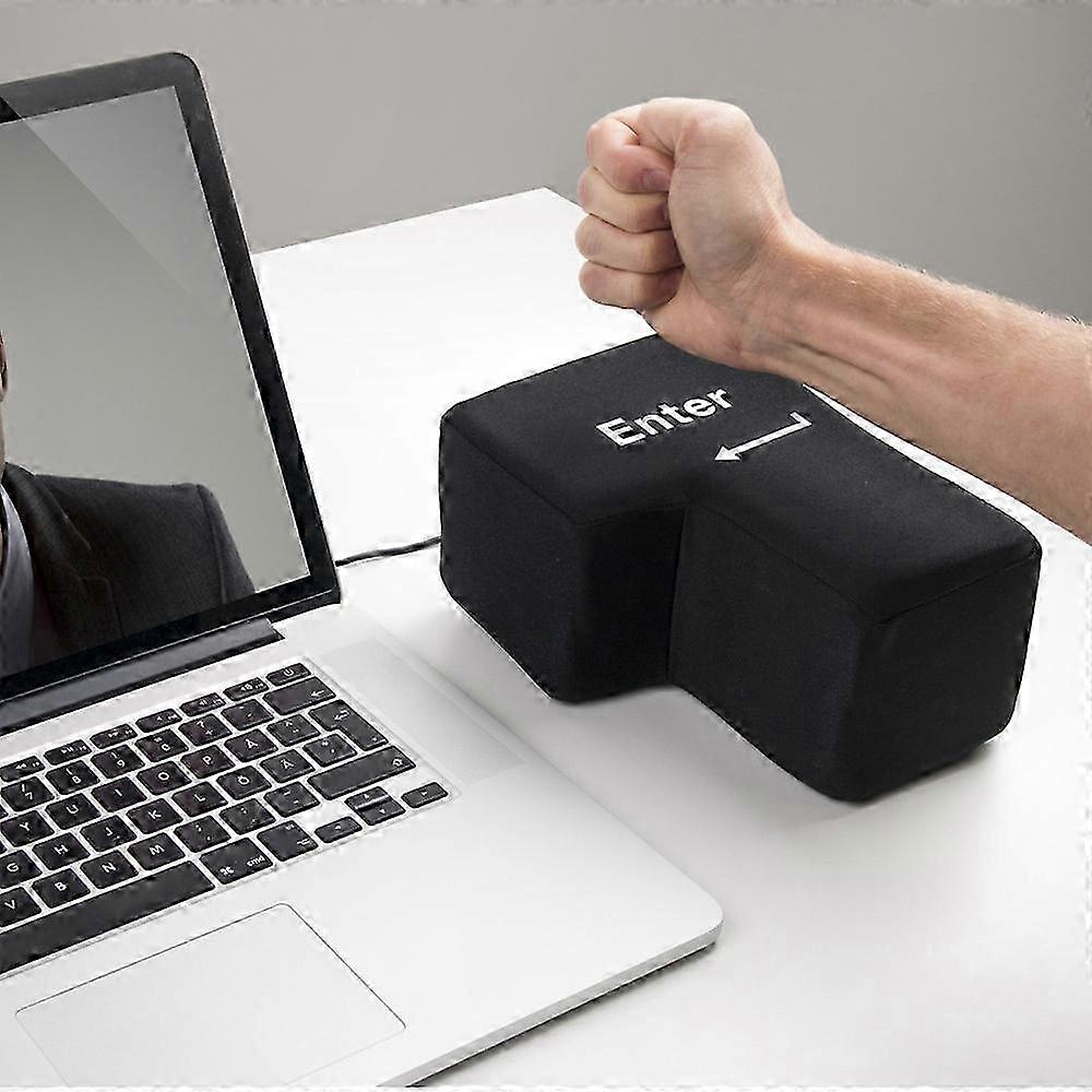 Creative USB Desktop Pillow with Big Enter Key Design for Hand Support (Black)
