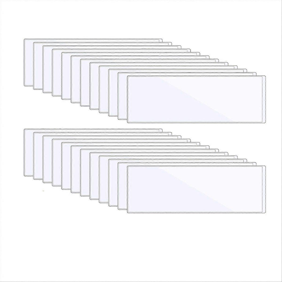 30 Pieces 9.5" X 3.4" Clear Reusable Nameplate Pocket Self-Adhesive Desk Name Tag- Covers for School