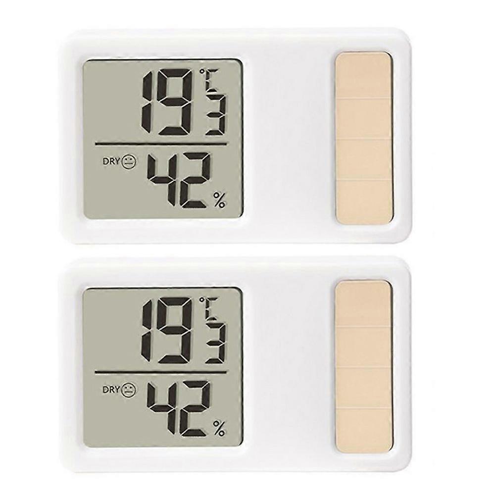 2Pcs Mini Portable Temperature Humidity Meter Solar Powered Digital LCD Display Temperature Detection Meter Electronic Accurate