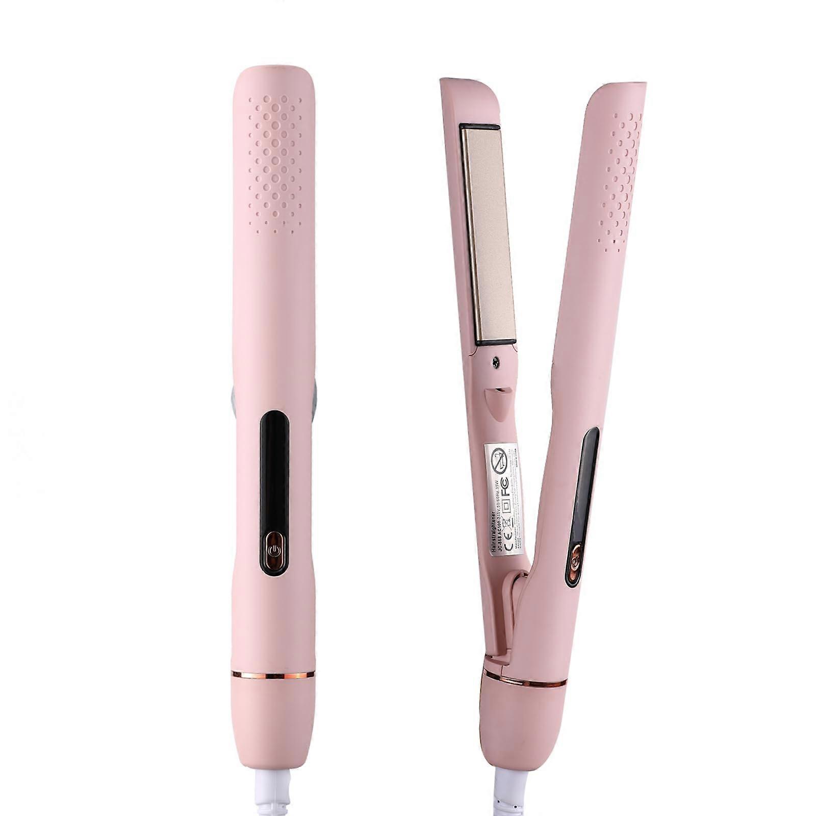 2 in 1 Hair Straightener and Curler with LCD Display, 30s Fast Heat, 4 Temps, Pink Professional Styling Tool for Women