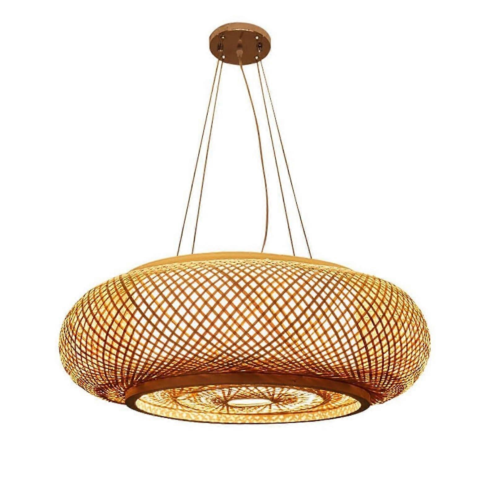 Bohemian Chandelier Handwoven Rattan Pendant Light, Rustic Bamboo Ceiling Lamp for Kitchen Island