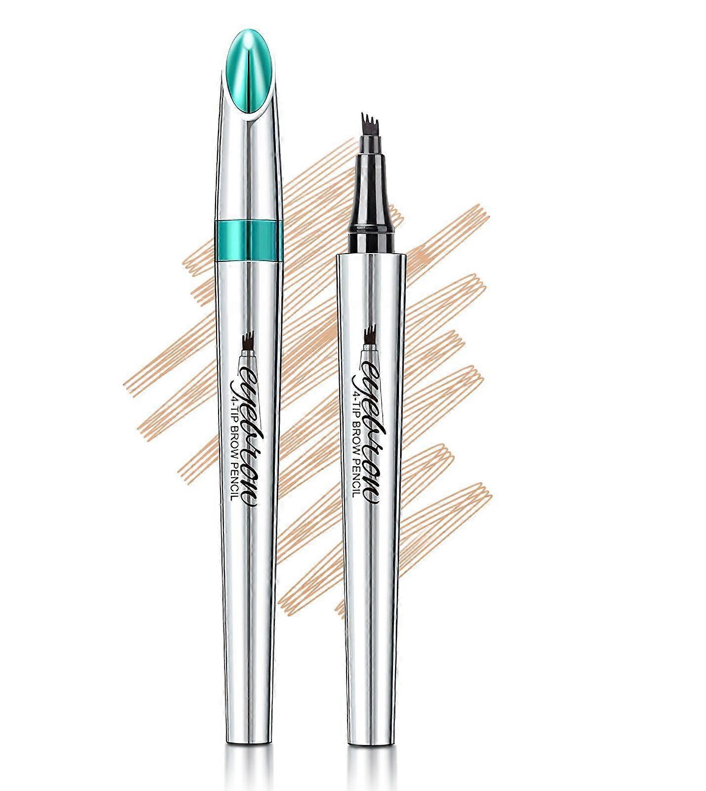 Eyebrow Microblading Pen with 4Fork Tip, Waterproof LongLasting Natural HairLike Strokes Light Brown