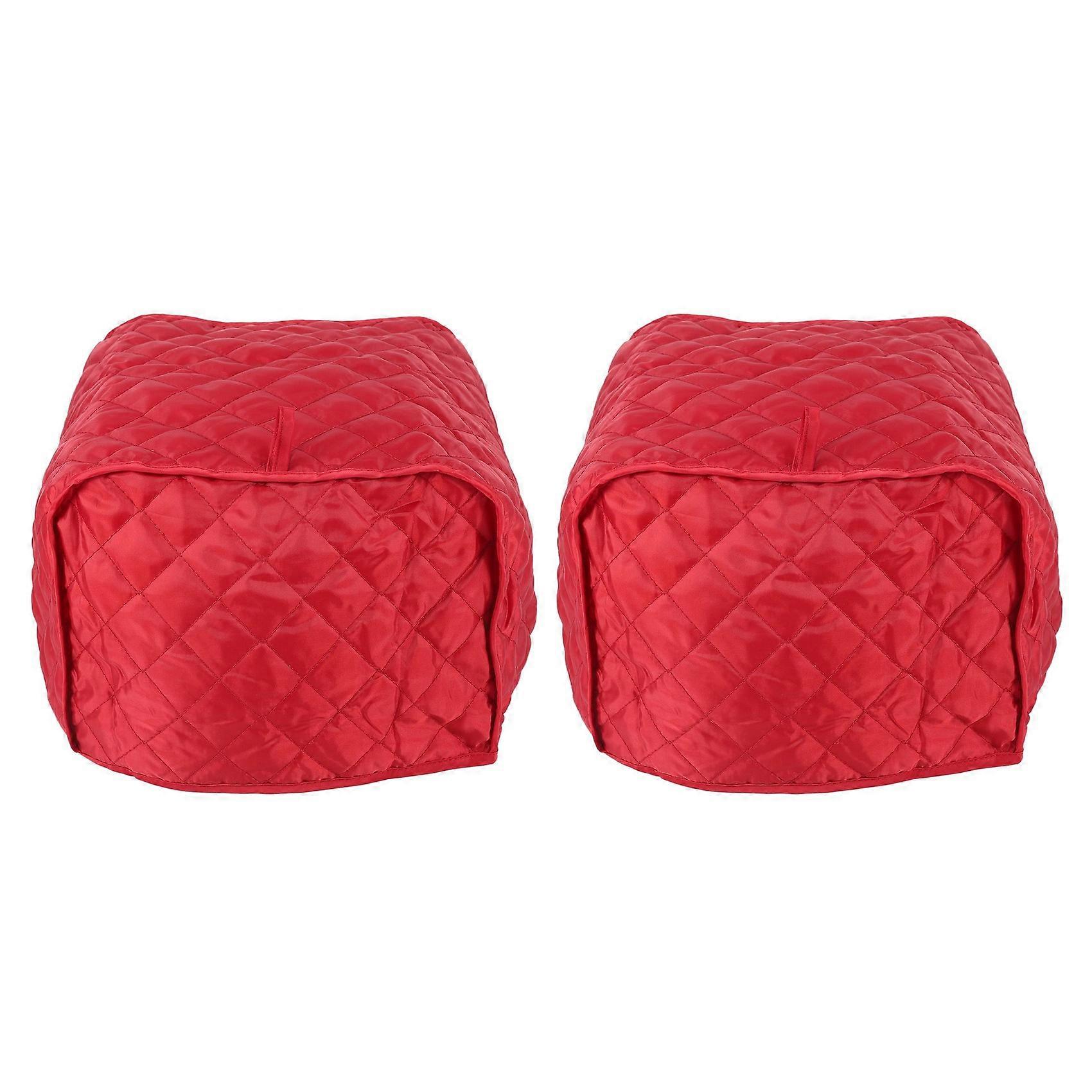 2X Polyester Quilted Four Slice Toaster Appliance Dust-Proof Cover (Red)