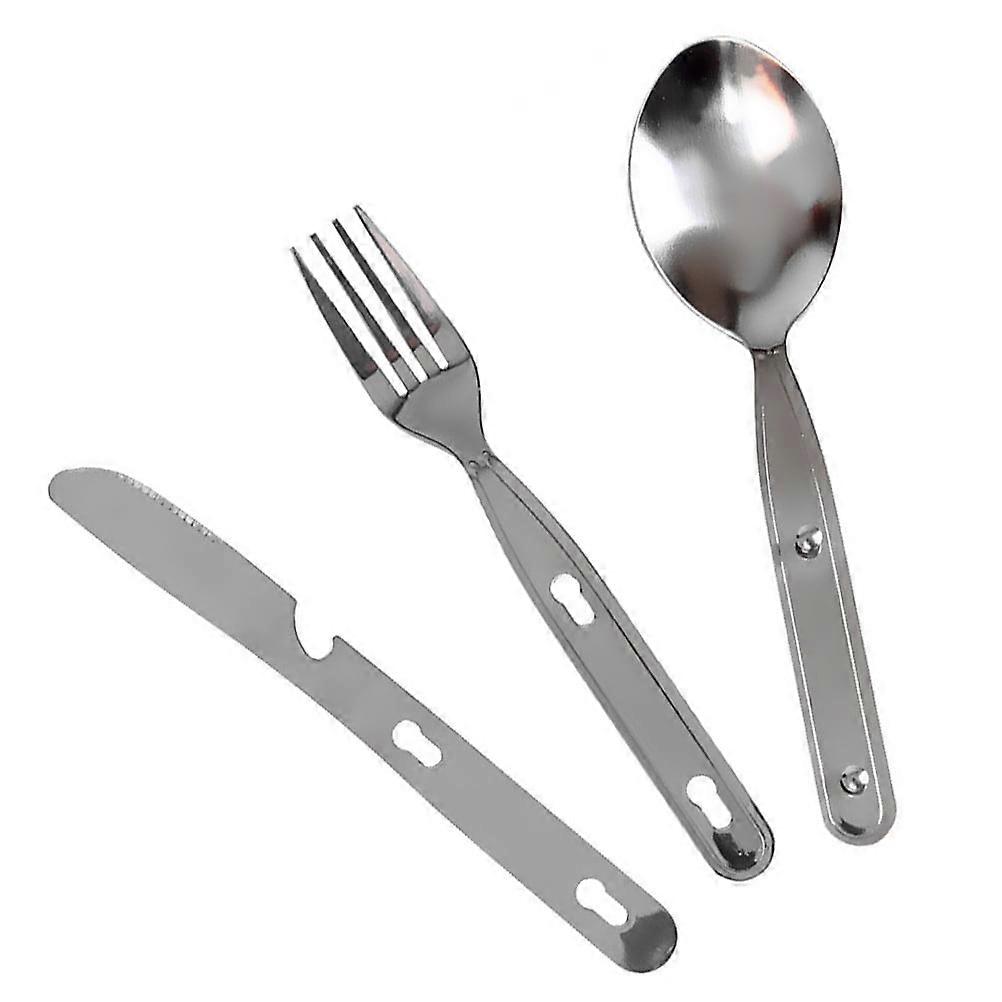 Picnic Tableware Foldable Forks Spoon Camping Flatware Multifunction Stainless Steel