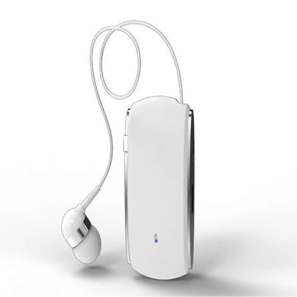 K68 Bluetooth Lavalier Headset Retractable Clip-On Single Earphone for MP3 Players, White, Multifunctional Design