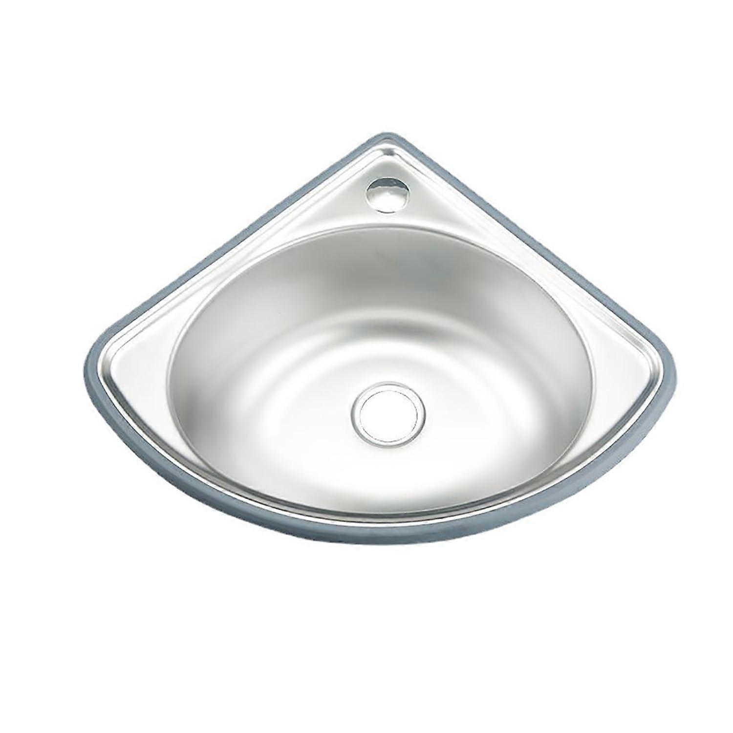 Corner Bathroom Sink Faucet Combo, SpaceSaving Triangular Wall Mount Stainless Steel Basin