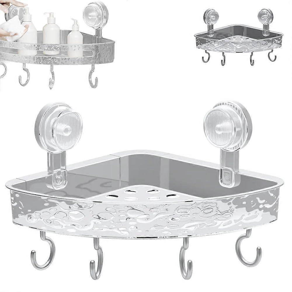 Shower Caddy Corner Suction Cup Shelf NoDrill Large Capacity Movable Bathroom Organizer Clear